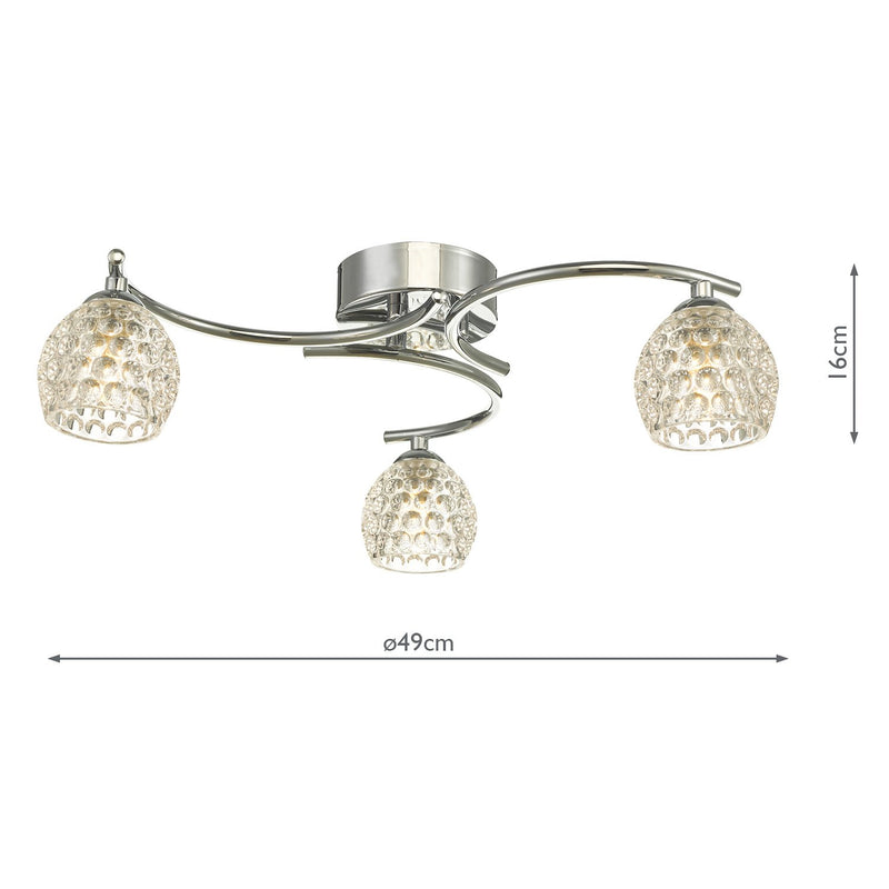 Load image into Gallery viewer, Dar Lighting NAK5350-06 Nakita 3 Light Semi Flush Polished Chrome With Dimpled Glass - 37158
