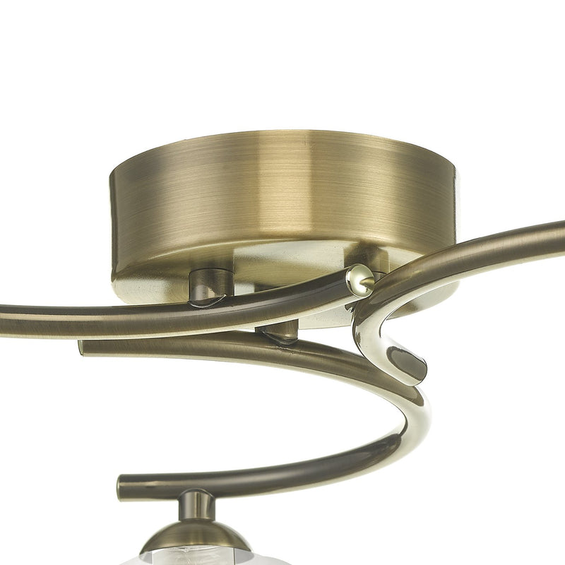 Load image into Gallery viewer, Dar Lighting NAK5375-04 Nakita 3 Light Semi Flush Antique Brass With Clear/Opal Glass - 30763
