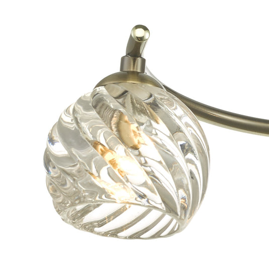 Dar Lighting NAK5375-05 Nakita 3 Light Semi Flush Antique Brass With Twisted Open Glass - 37159