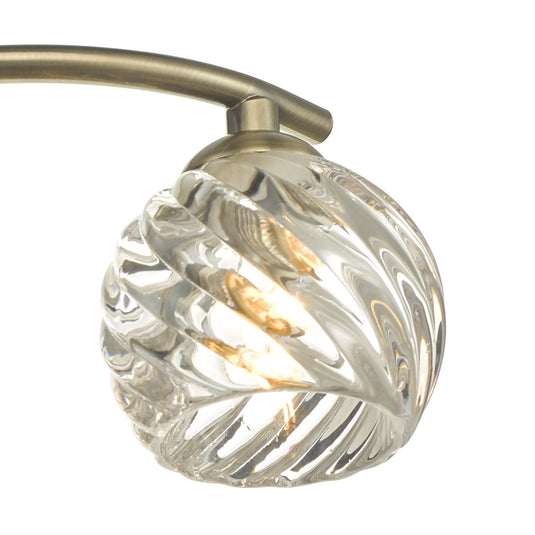Dar Lighting NAK5375-05 Nakita 3 Light Semi Flush Antique Brass With Twisted Open Glass - 37159