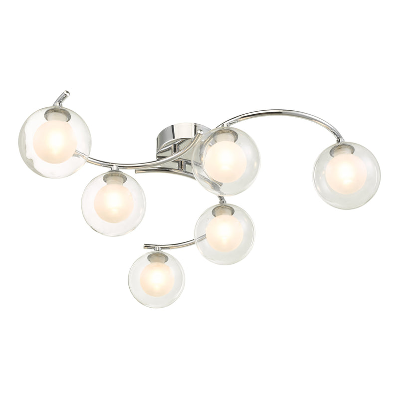 Load image into Gallery viewer, Dar Lighting NAK6450-04 Nakita 6 Light Semi Flush Polished Chrome With Clear/Opal Glass - 30488
