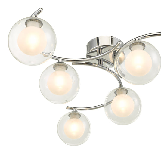 Dar Lighting NAK6450-04 Nakita 6 Light Semi Flush Polished Chrome With Clear/Opal Glass - 30488