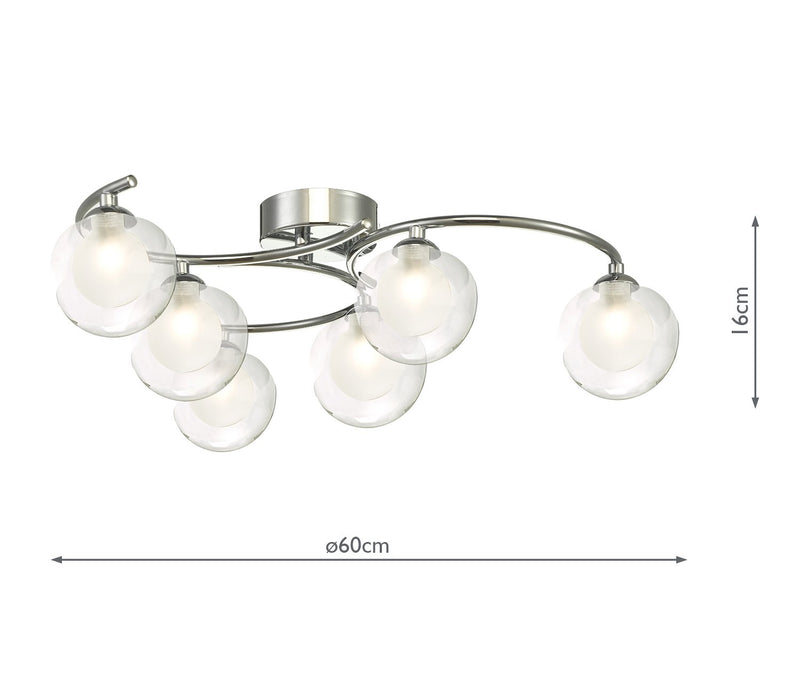 Load image into Gallery viewer, Dar Lighting NAK6450-04 Nakita 6 Light Semi Flush Polished Chrome With Clear/Opal Glass - 30488
