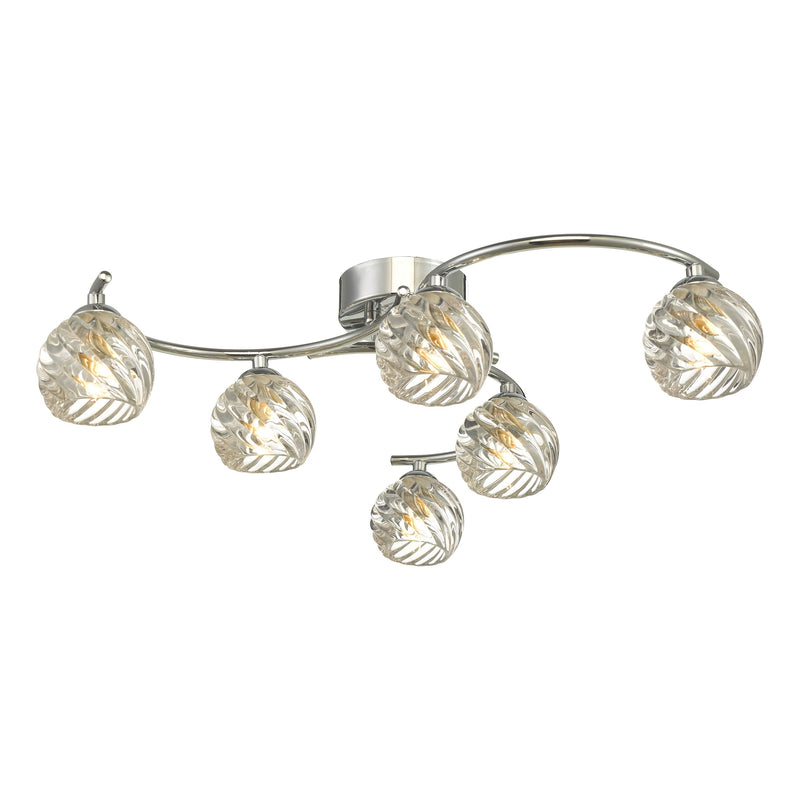 Load image into Gallery viewer, Dar Lighting NAK6450-05 Nakita 6 Light Semi Flush Polished Chrome With Twisted Open Glass - 37161
