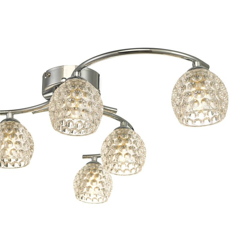 Load image into Gallery viewer, Dar Lighting NAK6450-06 Nakita 6 Light Semi Flush Polished Chrome With Dimpled Glass - 37162
