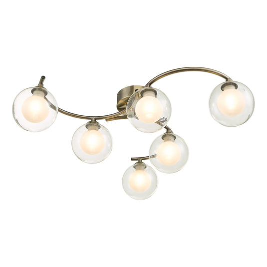 Dar Lighting NAK6475-04 Nakita 6 Light Semi Flush Antique Brass With Clear.Opal Glass - 30542