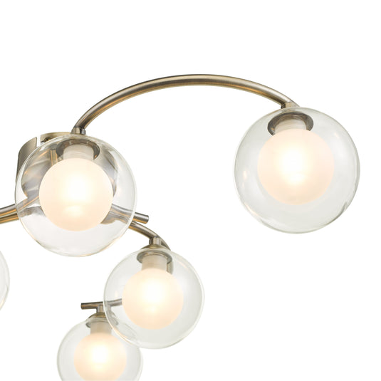 Dar Lighting NAK6475-04 Nakita 6 Light Semi Flush Antique Brass With Clear.Opal Glass - 30542