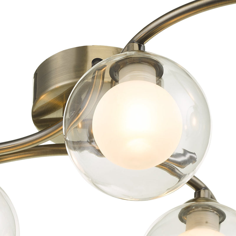 Load image into Gallery viewer, Dar Lighting NAK6475-04 Nakita 6 Light Semi Flush Antique Brass With Clear.Opal Glass - 30542
