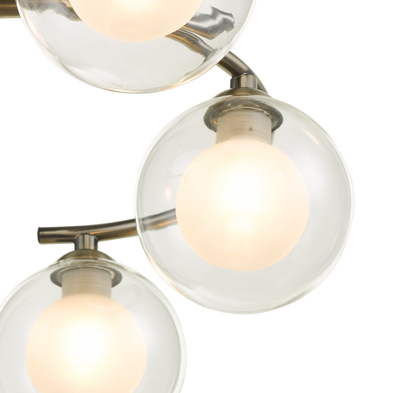 Load image into Gallery viewer, Dar Lighting NAK6475-04 Nakita 6 Light Semi Flush Antique Brass With Clear.Opal Glass - 30542
