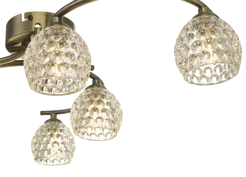 Load image into Gallery viewer, Dar Lighting NAK6475-06 Nakita 6 Light Semi Flush Antique Brass With Dimpled Glass - 37164
