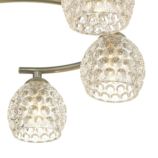 Dar Lighting NAK6475-06 Nakita 6 Light Semi Flush Antique Brass With Dimpled Glass - 37164
