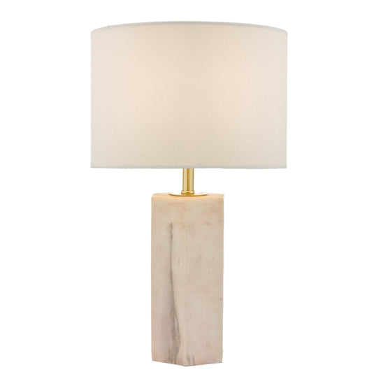 Dar Lighting NAL4203 Nalani Table Lamp Pink & Marble Effect With Shade - 24146