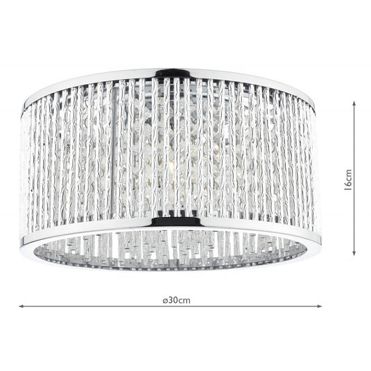 Dar Lighting NAN5368 Nantes 3 Light Flush Polished Chrome Alum - 35264