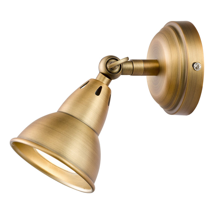 Dar Lighting NAT0742 Nathaniel 1 Light Single Spotlight Aged Brass - 36984