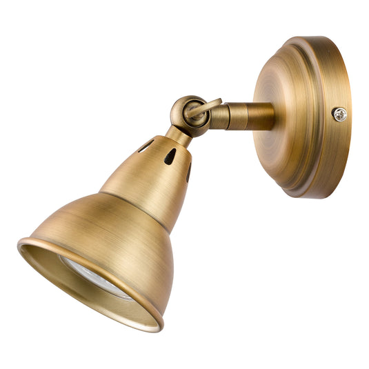 Dar Lighting NAT0742 Nathaniel 1 Light Single Spotlight Aged Brass - 36984