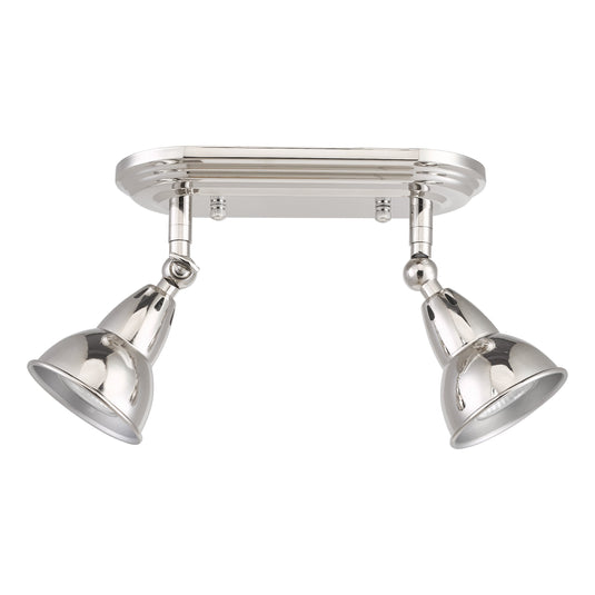 Dar Lighting NAT7538 Nathaniel 2 Light Plate Spotlight Polished Nickel - 36985