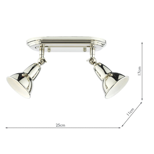 Dar Lighting NAT7538 Nathaniel 2 Light Plate Spotlight Polished Nickel - 36985