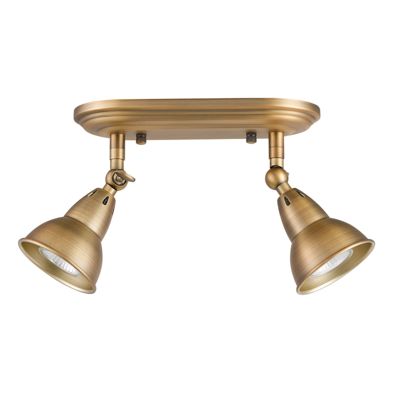 Load image into Gallery viewer, Dar Lighting NAT7542 Nathaniel 2 Light Plate Spotlight Aged Brass - 36986
