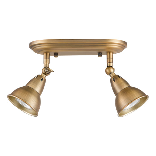 Dar Lighting NAT7542 Nathaniel 2 Light Plate Spotlight Aged Brass - 36986
