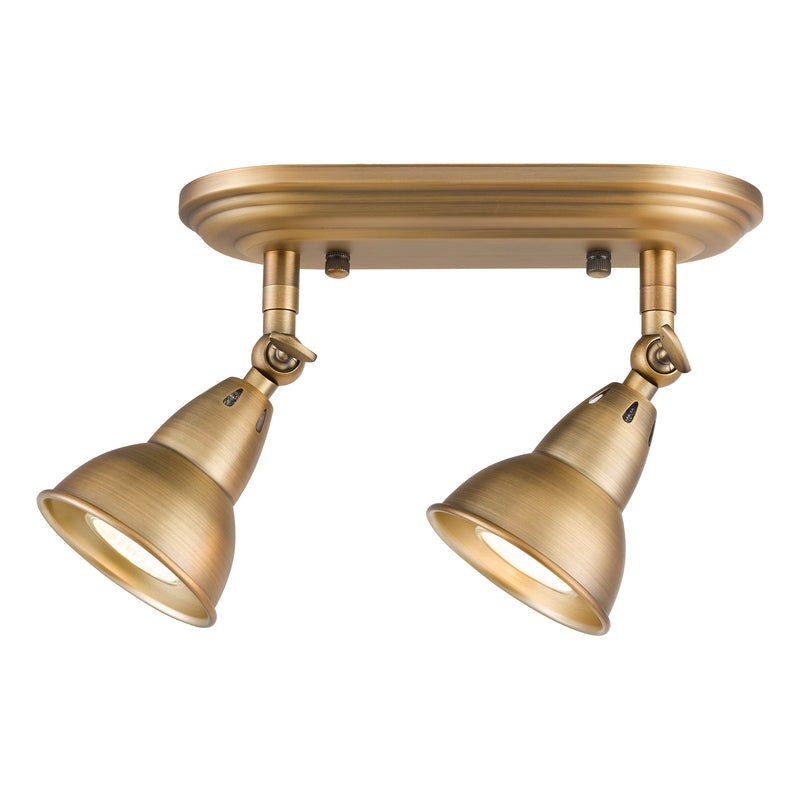 Load image into Gallery viewer, Dar Lighting NAT7542 Nathaniel 2 Light Plate Spotlight Aged Brass - 36986
