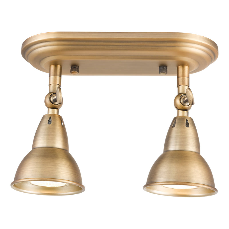 Load image into Gallery viewer, Dar Lighting NAT7542 Nathaniel 2 Light Plate Spotlight Aged Brass - 36986
