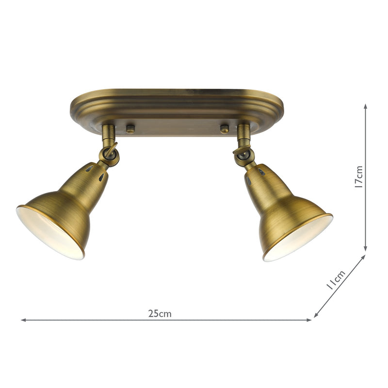Load image into Gallery viewer, Dar Lighting NAT7542 Nathaniel 2 Light Plate Spotlight Aged Brass - 36986
