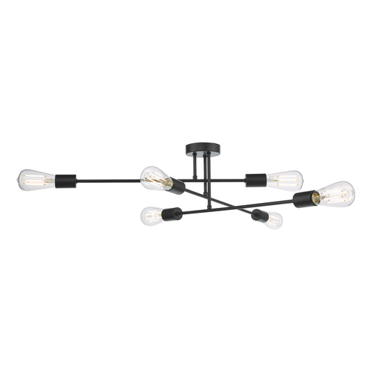 Dar Lighting NEV6422 Neve 6 Light Flush Matt Black - 37165