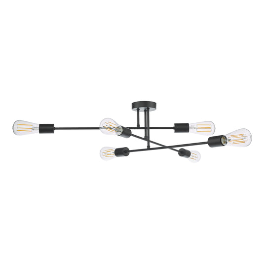 Dar Lighting NEV6422 Neve 6 Light Flush Matt Black - 37165