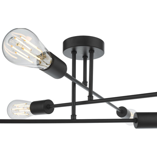 Dar Lighting NEV6422 Neve 6 Light Flush Matt Black - 37165