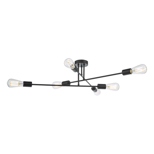 Dar Lighting NEV6422 Neve 6 Light Flush Matt Black - 37165