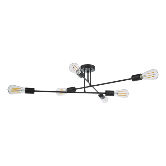 Dar Lighting NEV6422 Neve 6 Light Flush Matt Black - 37165