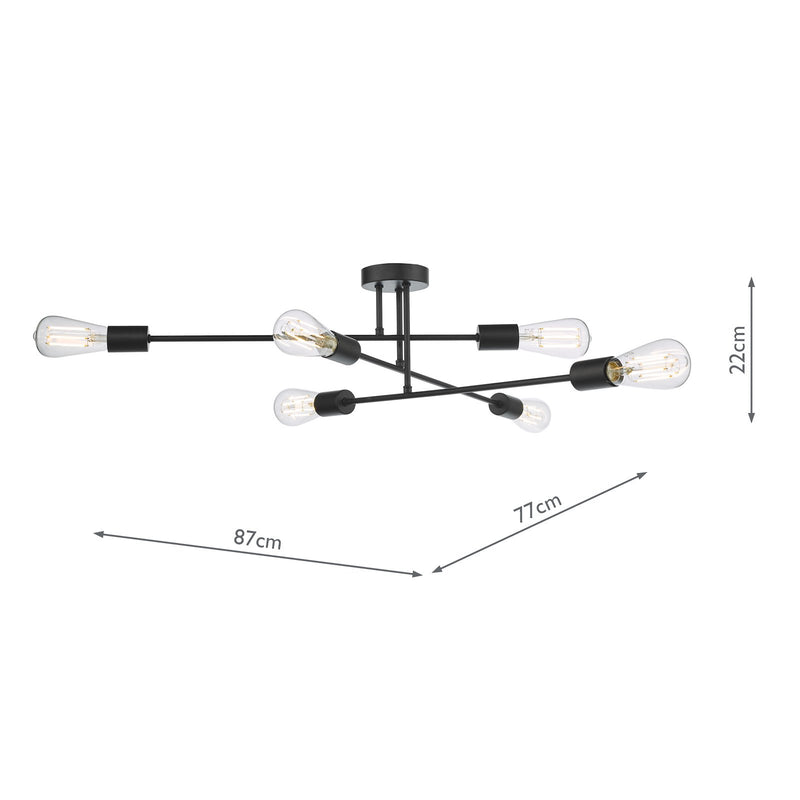 Load image into Gallery viewer, Dar Lighting NEV6422 Neve 6 Light Flush Matt Black - 37165
