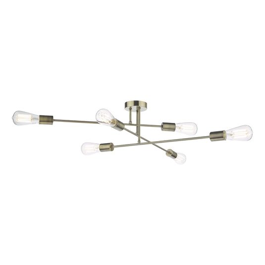 Dar Lighting NEV6475 Neve 6 Light Flush Antique Brass - 37166