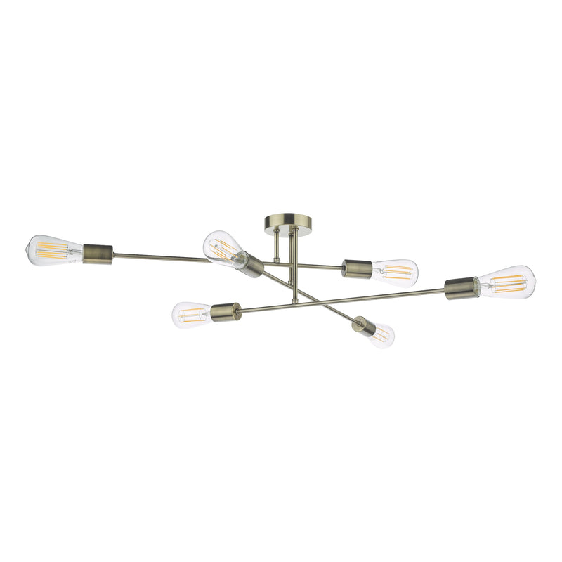Load image into Gallery viewer, Dar Lighting NEV6475 Neve 6 Light Flush Antique Brass - 37166

