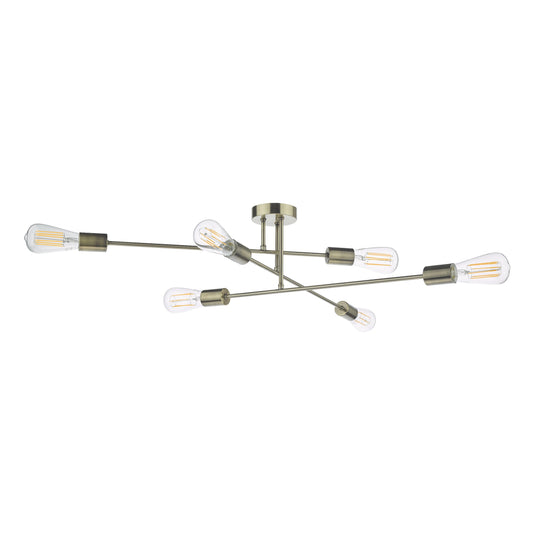 Dar Lighting NEV6475 Neve 6 Light Flush Antique Brass - 37166