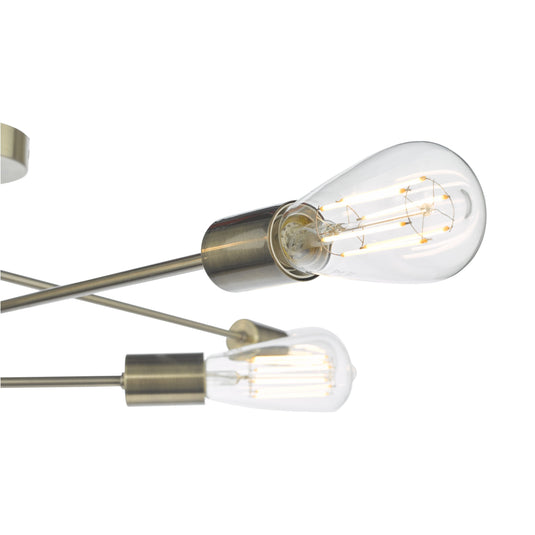 Dar Lighting NEV6475 Neve 6 Light Flush Antique Brass - 37166