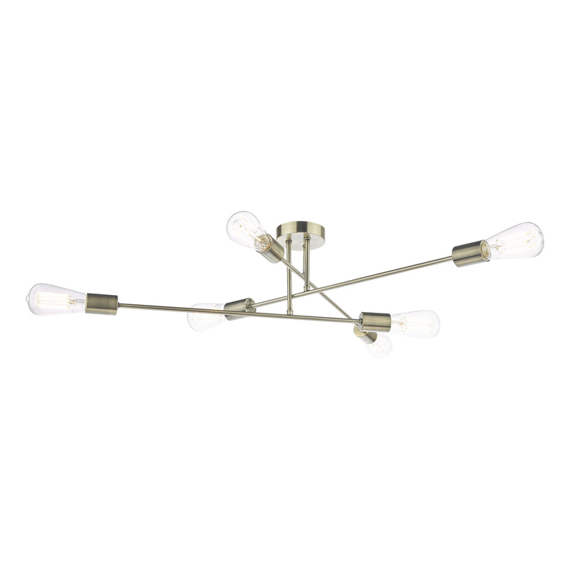 Load image into Gallery viewer, Dar Lighting NEV6475 Neve 6 Light Flush Antique Brass - 37166
