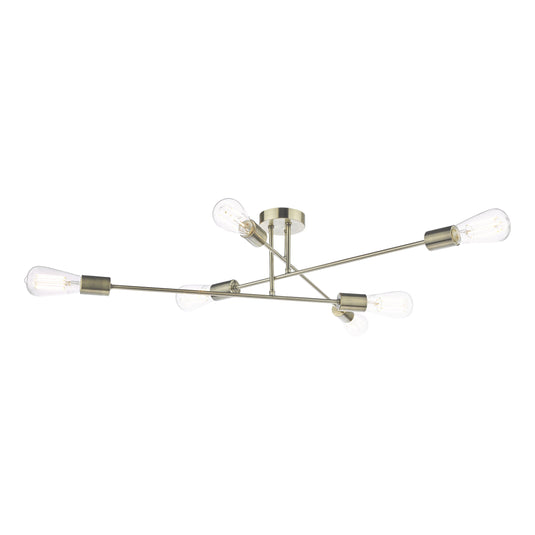 Dar Lighting NEV6475 Neve 6 Light Flush Antique Brass - 37166