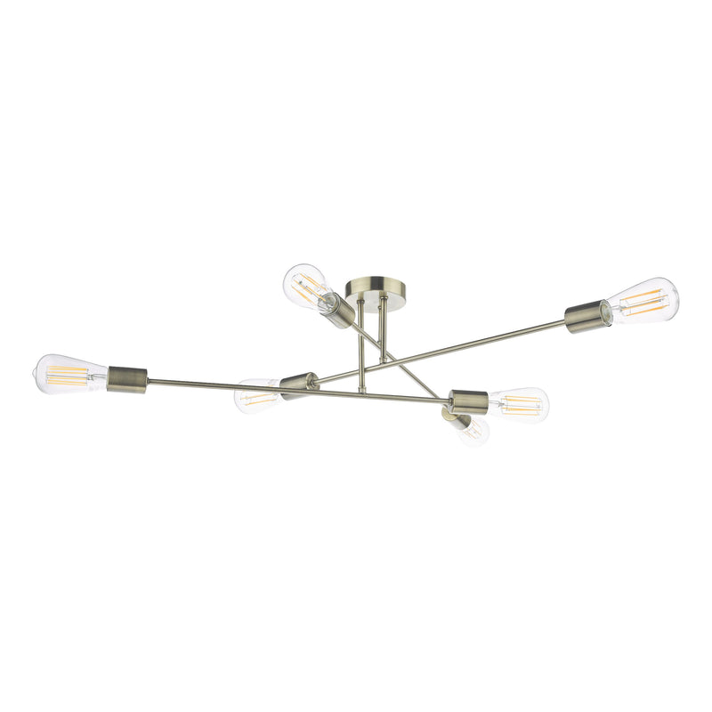 Load image into Gallery viewer, Dar Lighting NEV6475 Neve 6 Light Flush Antique Brass - 37166
