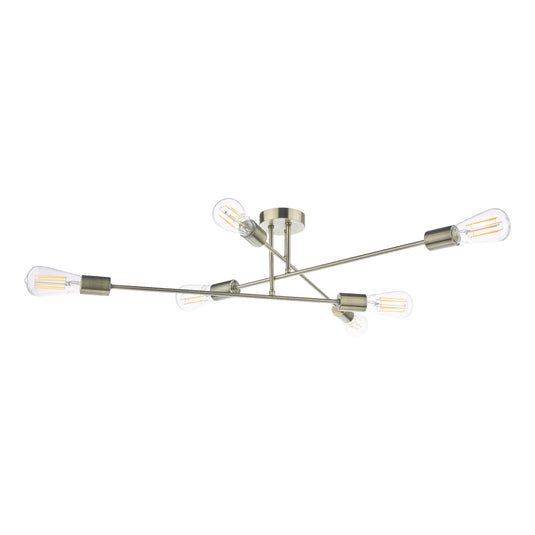 Dar Lighting NEV6475 Neve 6 Light Flush Antique Brass - 37166