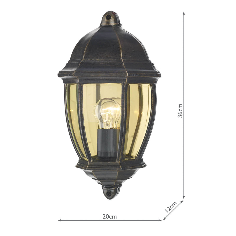 Load image into Gallery viewer, Dar Lighting NEW2135 Newport Outdoor Wall Light Black Gold IP43 - 4062

