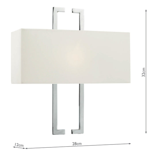 Dar Lighting NIL0750 Nile Wall Light Polished Chrome c/w Ivory Shade - 35270
