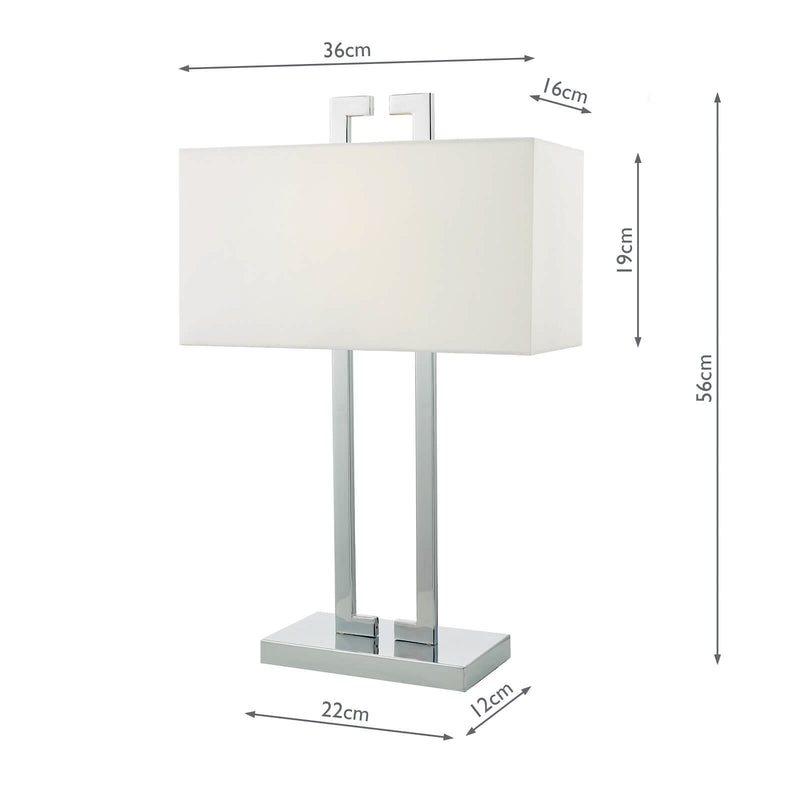 Load image into Gallery viewer, Dar Lighting NIL4250 Nile Table Lamp Polished Chrome c/w Ivory Shade - 35271
