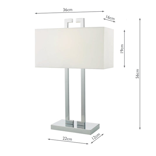 Dar Lighting NIL4250 Nile Table Lamp Polished Chrome c/w Ivory Shade - 35271