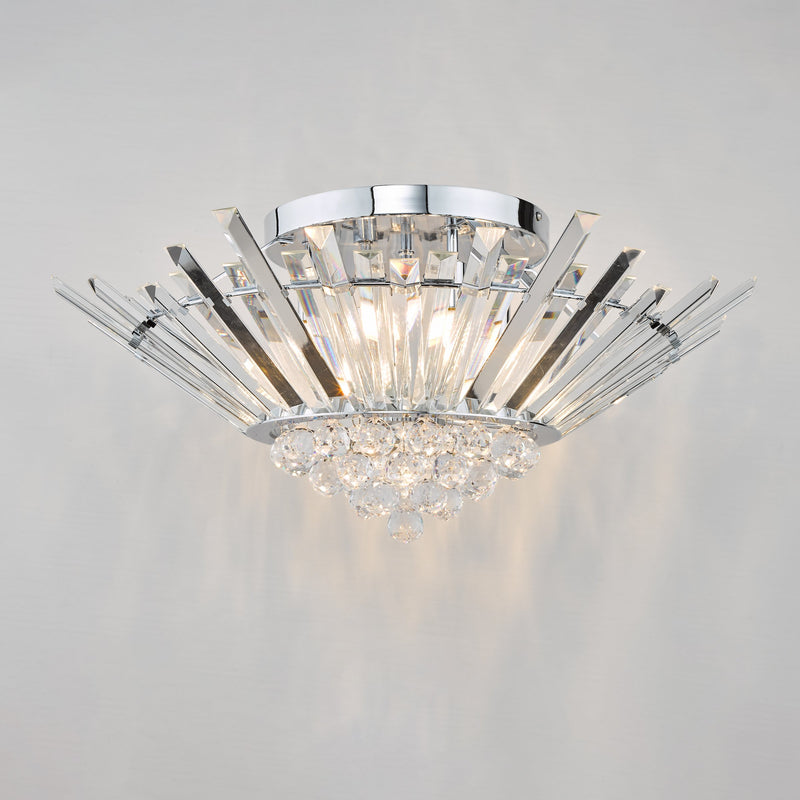 Load image into Gallery viewer, Dar Lighting NIM5050 Nimbus 5 Light Flush Polished Chrome Crystal - 36988
