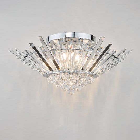 Dar Lighting NIM5050 Nimbus 5 Light Flush Polished Chrome Crystal - 36988