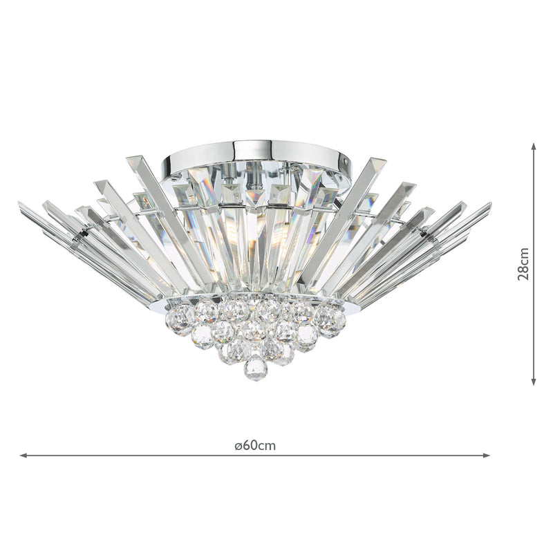 Load image into Gallery viewer, Dar Lighting NIM5050 Nimbus 5 Light Flush Polished Chrome Crystal - 36988
