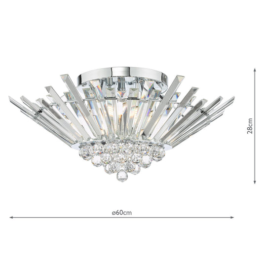 Dar Lighting NIM5050 Nimbus 5 Light Flush Polished Chrome Crystal - 36988