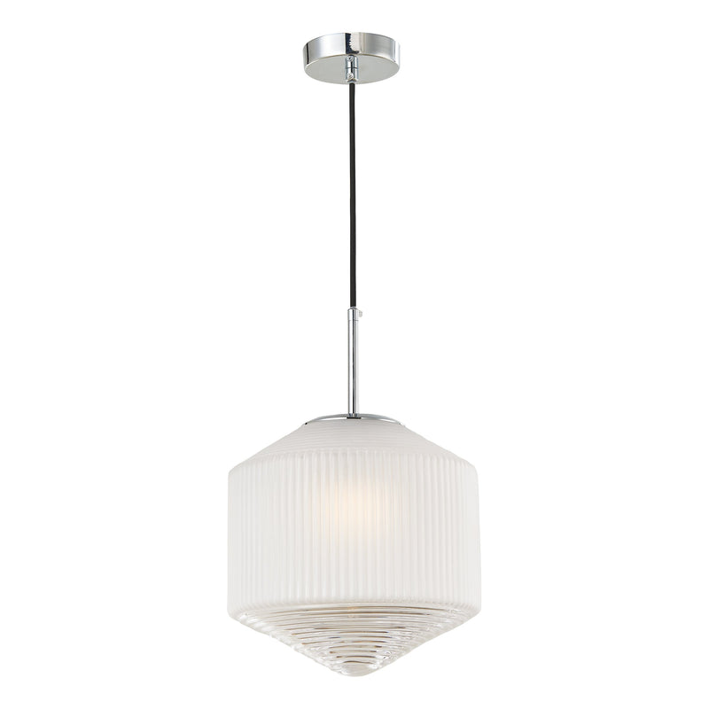 Load image into Gallery viewer, Dar Lighting NIS0108 Nisha 1 Light Pendant Polished Chrome And Frosted/Clear Glass - 35272
