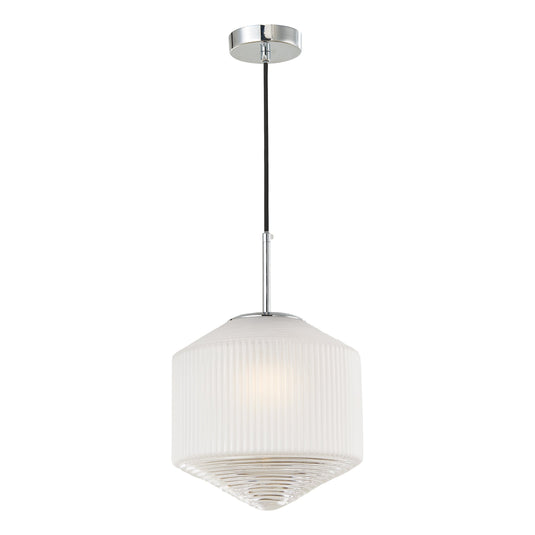 Dar Lighting NIS0108 Nisha 1 Light Pendant Polished Chrome And Frosted/Clear Glass - 35272